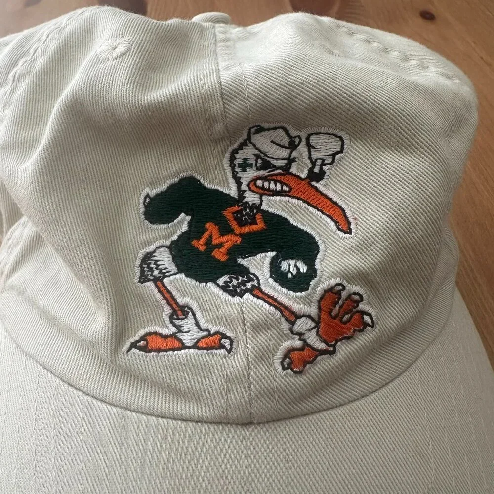 Vintage Miami Hurricanes Sebastian Ibis Hat Twin Enterprises Made in Taiwan OSFM - Picture 2 of 5